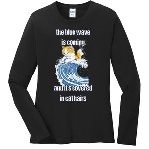 The Blue Humor Wave Is Coming Covered In Cat Hairs Kamala Ladies Long Sleeve Shirt