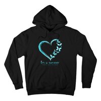 Teal Butterfly Heart Im A Survivor Ovarian Cancer Awareness Hoodie