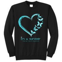 Teal Butterfly Heart Im A Survivor Ovarian Cancer Awareness Sweatshirt