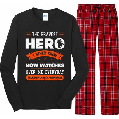 The Bravest Hero I Never Knew Leukemia Cancer Awareness Gift Long Sleeve Pajama Set