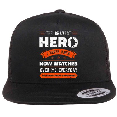 The Bravest Hero I Never Knew Leukemia Cancer Awareness Gift Flat Bill Trucker Hat