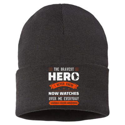 The Bravest Hero I Never Knew Leukemia Cancer Awareness Gift Sustainable Knit Beanie