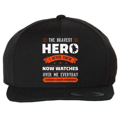 The Bravest Hero I Never Knew Leukemia Cancer Awareness Gift Wool Snapback Cap