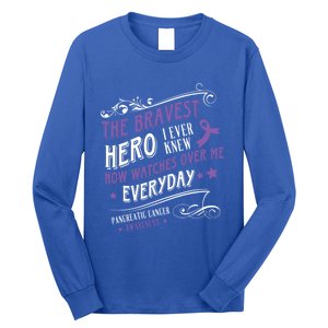 The Bravest Hero Watch Over Me Everyday Pancreatic Cancer Gift Long Sleeve Shirt