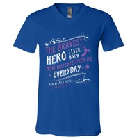 The Bravest Hero Watch Over Me Everyday Pancreatic Cancer Gift V-Neck T-Shirt