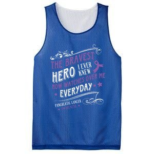 The Bravest Hero Watch Over Me Everyday Pancreatic Cancer Gift Mesh Reversible Basketball Jersey Tank