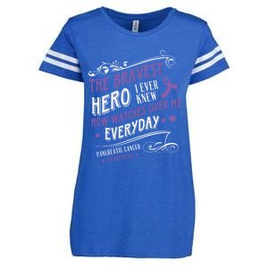 The Bravest Hero Watch Over Me Everyday Pancreatic Cancer Gift Enza Ladies Jersey Football T-Shirt