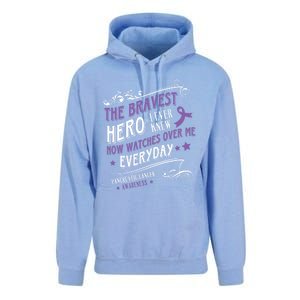 The Bravest Hero Watch Over Me Everyday Pancreatic Cancer Gift Unisex Surf Hoodie