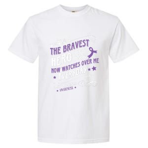 The Bravest Hero Watch Over Me Everyday Pancreatic Cancer Gift Garment-Dyed Heavyweight T-Shirt