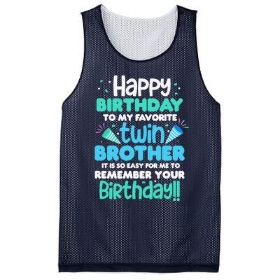 Twins Brother Happy Birthday To My Twin Brother BDay Party Mesh Reversible Basketball Jersey Tank