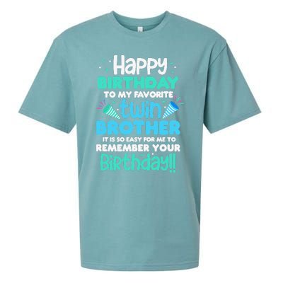 Twins Brother Happy Birthday To My Twin Brother BDay Party Sueded Cloud Jersey T-Shirt