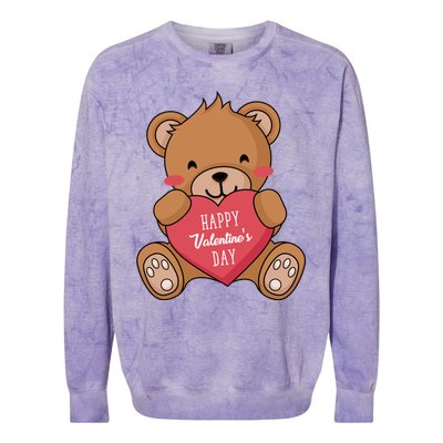 Teddy Bear Happy Valentines's Day Gift Colorblast Crewneck Sweatshirt