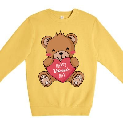 Teddy Bear Happy Valentines's Day Gift Premium Crewneck Sweatshirt