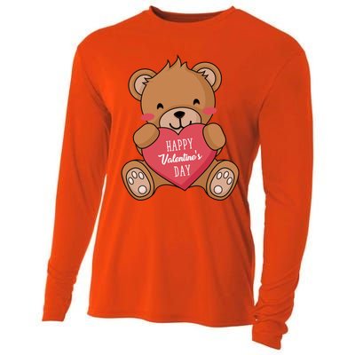 Teddy Bear Happy Valentines's Day Gift Cooling Performance Long Sleeve Crew