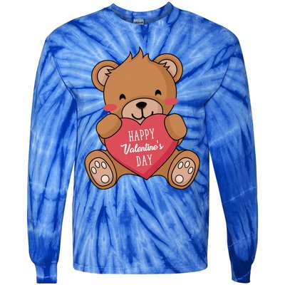 Teddy Bear Happy Valentines's Day Gift Tie-Dye Long Sleeve Shirt