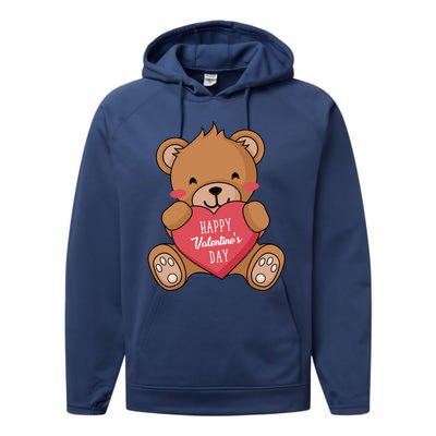 Teddy Bear Happy Valentines's Day Gift Performance Fleece Hoodie