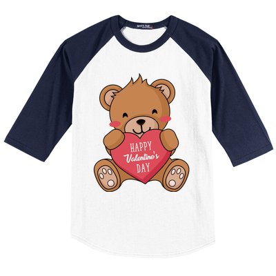 Teddy Bear Happy Valentines's Day Gift Baseball Sleeve Shirt