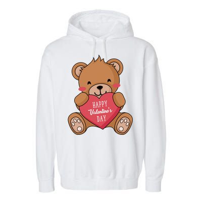 Teddy Bear Happy Valentines's Day Gift Garment-Dyed Fleece Hoodie