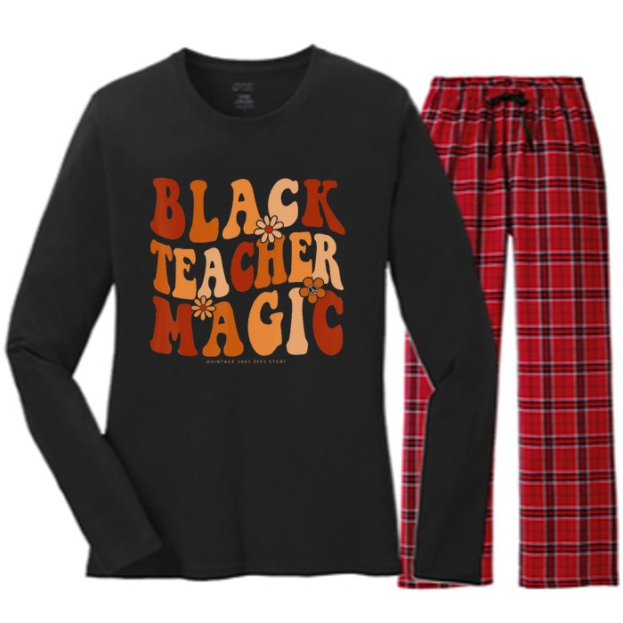 Teacher Black History Month  Black Teacher Magic Women's Long Sleeve Flannel Pajama Set 