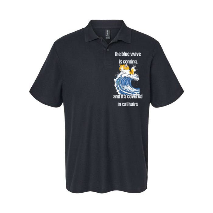 The Blue Humor Wave Is Coming Covered In Cat Hairs Kamala Softstyle Adult Sport Polo