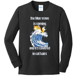 The Blue Humor Wave Is Coming Covered In Cat Hairs Kamala Kids Long Sleeve Shirt