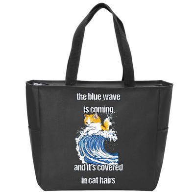 The Blue Humor Wave Is Coming Covered In Cat Hairs Kamala Zip Tote Bag