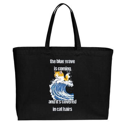 The Blue Humor Wave Is Coming Covered In Cat Hairs Kamala Cotton Canvas Jumbo Tote