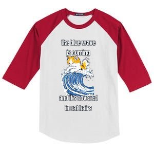 The Blue Humor Wave Is Coming Covered In Cat Hairs Kamala Kids Colorblock Raglan Jersey