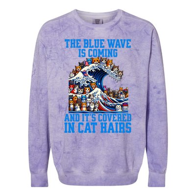 The Blue Humor Wave Is Coming Covered In Cat Hairs Kamala Colorblast Crewneck Sweatshirt