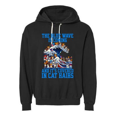 The Blue Humor Wave Is Coming Covered In Cat Hairs Kamala Garment-Dyed Fleece Hoodie