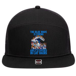 The Blue Humor Wave Is Coming Covered In Cat Hairs Kamala 7 Panel Mesh Trucker Snapback Hat