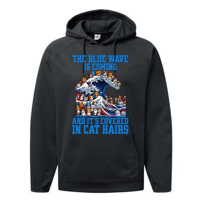 The Blue Humor Wave Is Coming Covered In Cat Hairs Kamala Performance Fleece Hoodie