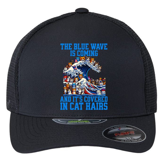 The Blue Humor Wave Is Coming Covered In Cat Hairs Kamala Flexfit Unipanel Trucker Cap