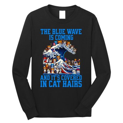 The Blue Humor Wave Is Coming Covered In Cat Hairs Kamala Long Sleeve Shirt