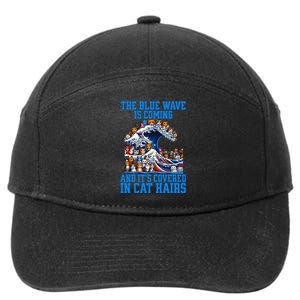 The Blue Humor Wave Is Coming Covered In Cat Hairs Kamala 7-Panel Snapback Hat