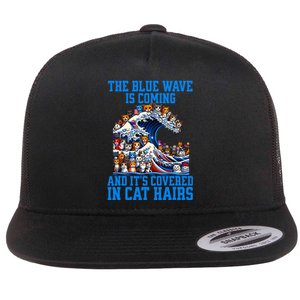 The Blue Humor Wave Is Coming Covered In Cat Hairs Kamala Flat Bill Trucker Hat