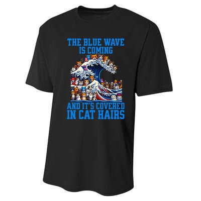 The Blue Humor Wave Is Coming Covered In Cat Hairs Kamala Performance Sprint T-Shirt