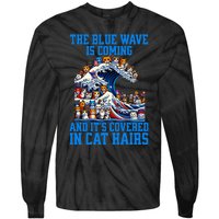 The Blue Humor Wave Is Coming Covered In Cat Hairs Kamala Tie-Dye Long Sleeve Shirt