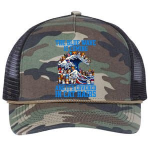 The Blue Humor Wave Is Coming Covered In Cat Hairs Kamala Retro Rope Trucker Hat Cap