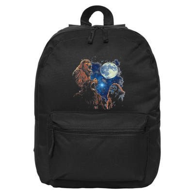 Three Bigfoot Howling At The Moon Sasquatch Starry Night 16 in Basic Backpack