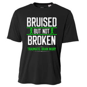 Traumatic Brain Injury Awareness Bruised Broken Green Ribbon Cooling Performance Crew T-Shirt