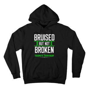 Traumatic Brain Injury Awareness Bruised Broken Green Ribbon Hoodie