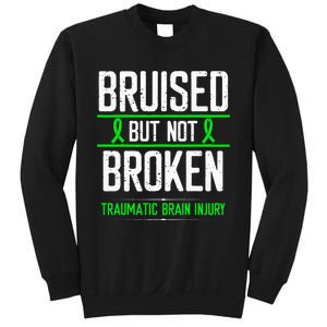 Traumatic Brain Injury Awareness Bruised Broken Green Ribbon Sweatshirt