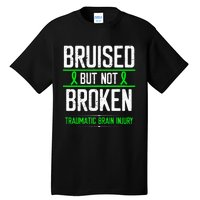 Traumatic Brain Injury Awareness Bruised Broken Green Ribbon Tall T-Shirt