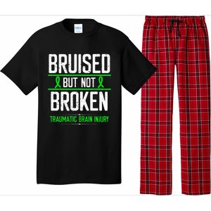 Traumatic Brain Injury Awareness Bruised Broken Green Ribbon Pajama Set