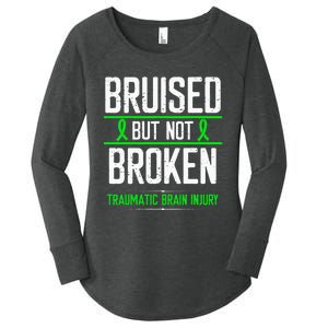 Traumatic Brain Injury Awareness Bruised Broken Green Ribbon Women's Perfect Tri Tunic Long Sleeve Shirt