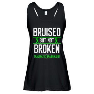 Traumatic Brain Injury Awareness Bruised Broken Green Ribbon Ladies Essential Flowy Tank