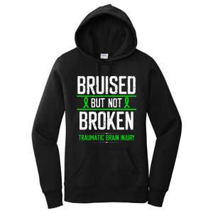 Traumatic Brain Injury Awareness Bruised Broken Green Ribbon Women's Pullover Hoodie