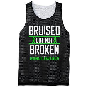 Traumatic Brain Injury Awareness Bruised Broken Green Ribbon Mesh Reversible Basketball Jersey Tank