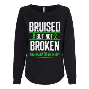 Traumatic Brain Injury Awareness Bruised Broken Green Ribbon Womens California Wash Sweatshirt